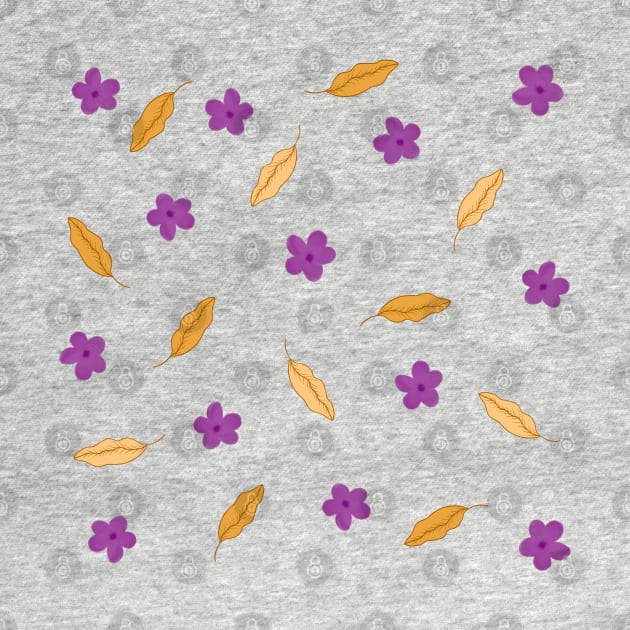 PURPLE FLOWERS AND YELLOW LEAVES PATTERN by FLOWER_OF_HEART